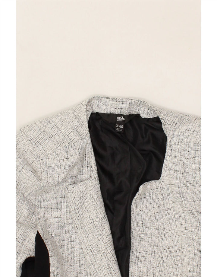 MOSSIMO Womens Crop 1 Button Blazer Jacket UK 18 XL Grey Colourblock Vintage Mossimo and Second-Hand Mossimo from Messina Hembry 