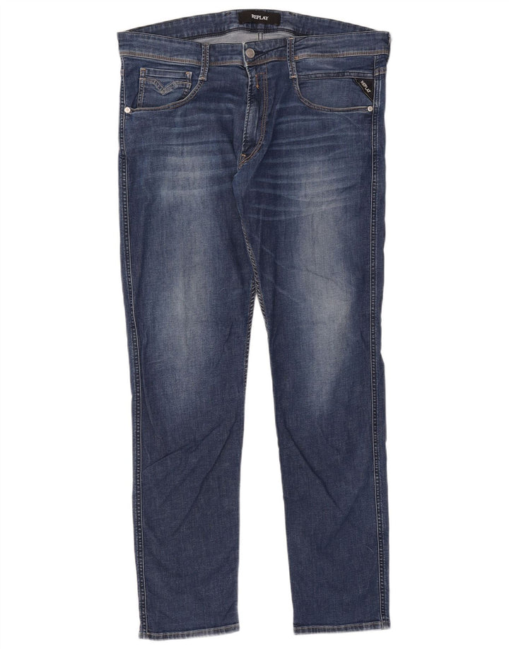 Replay Herre Slim Jeans W36 L32 Blå Bomuld
