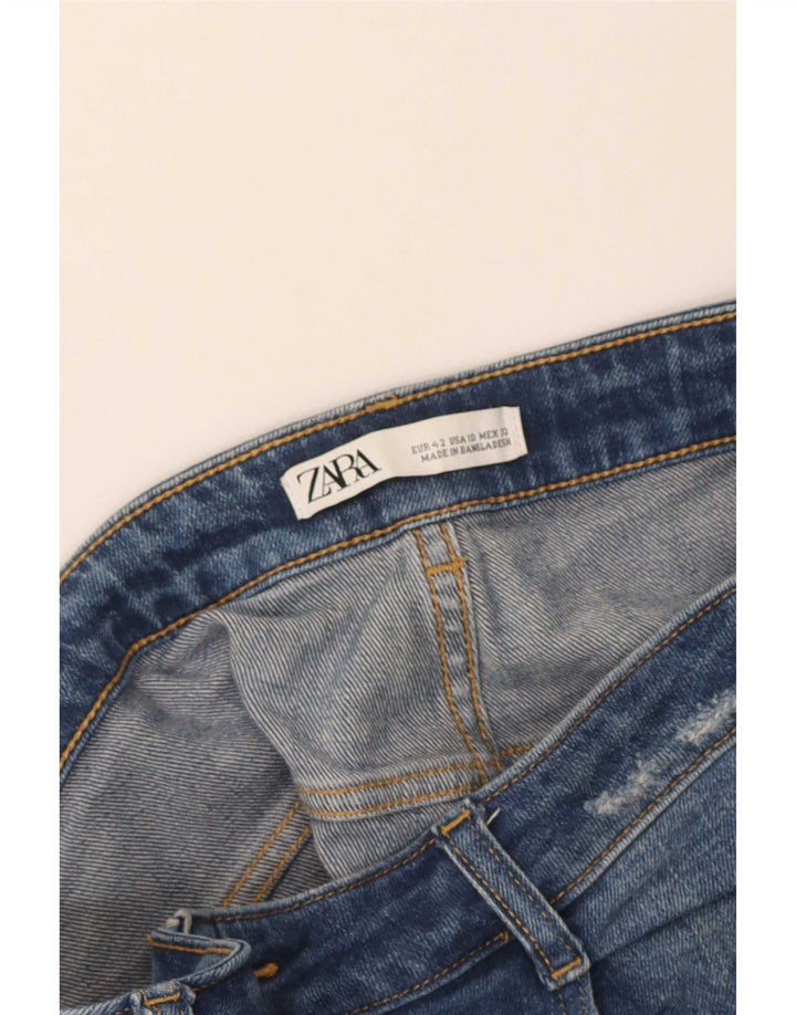 Zara Dame Distressed Straight Jeans EU 42 Large W32 L28 Blå