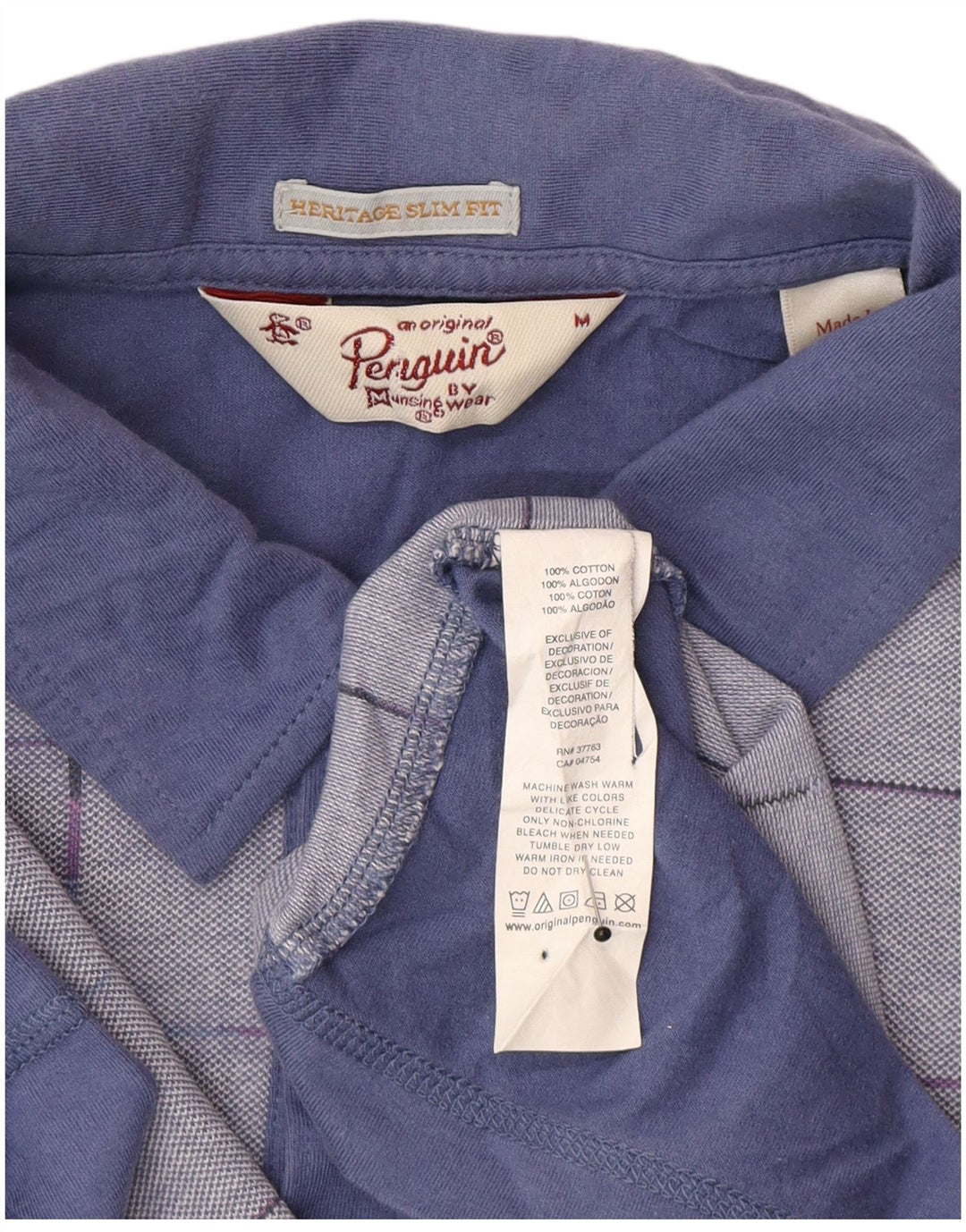 Penguin Heritage Heritage Slim Fit Polo Shirt Medium Blue Ternet Bomuld