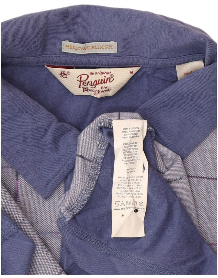 Penguin Heritage Heritage Slim Fit Polo Shirt Medium Blue Ternet Bomuld