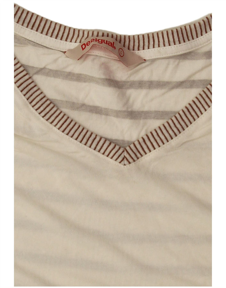 Desigual Dame T-Shirt Top UK 16 Large Off White Floral