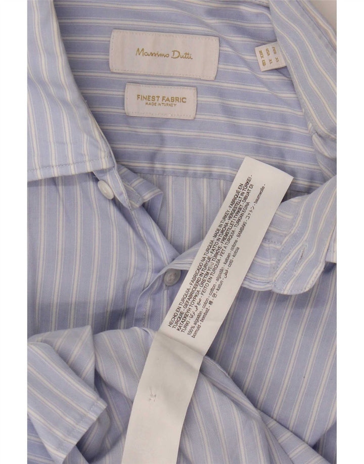 Massimo Dutti Herreskjorte XL Blå nålestribet bomuld