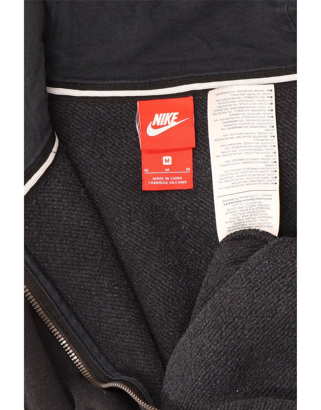 NIKE Grafisk hættetrøje med lynlås til mænd Medium Sort Colourblock Bomuld