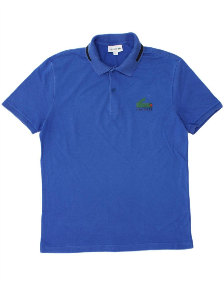 LACOSTE Mens Slim Fit Polo Shirt Size 5 Large Blue Cotton