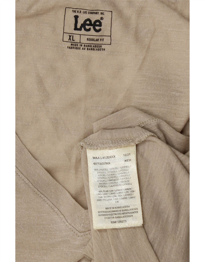 Lee Herre Regular Fit T-Shirt Top XL Beige Lyocell