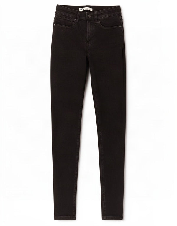 Zara Dame Skinny Jeans EU 34 2XS W24 L28 Sort Bomuld
