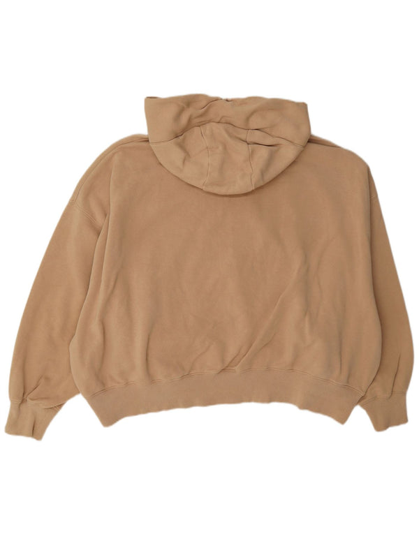 Nike Dame Crop Oversized Hoodie Jumper UK 16 Stor Beige Bomuld