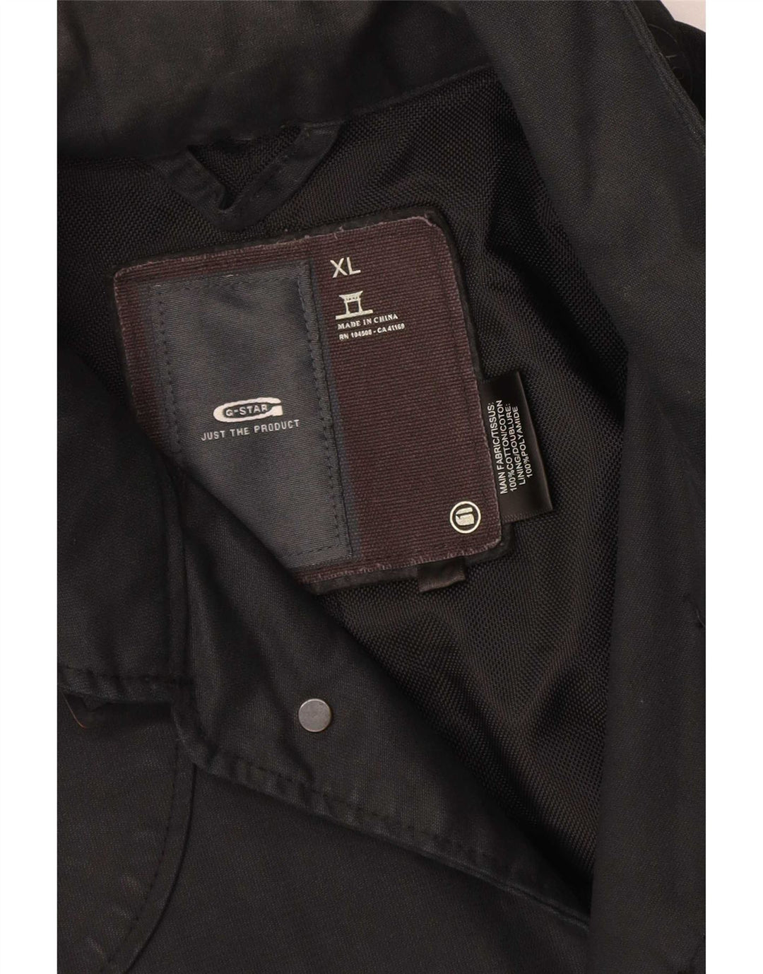 G-Star Mens Trench Coat UK 42 XL Black Cotton