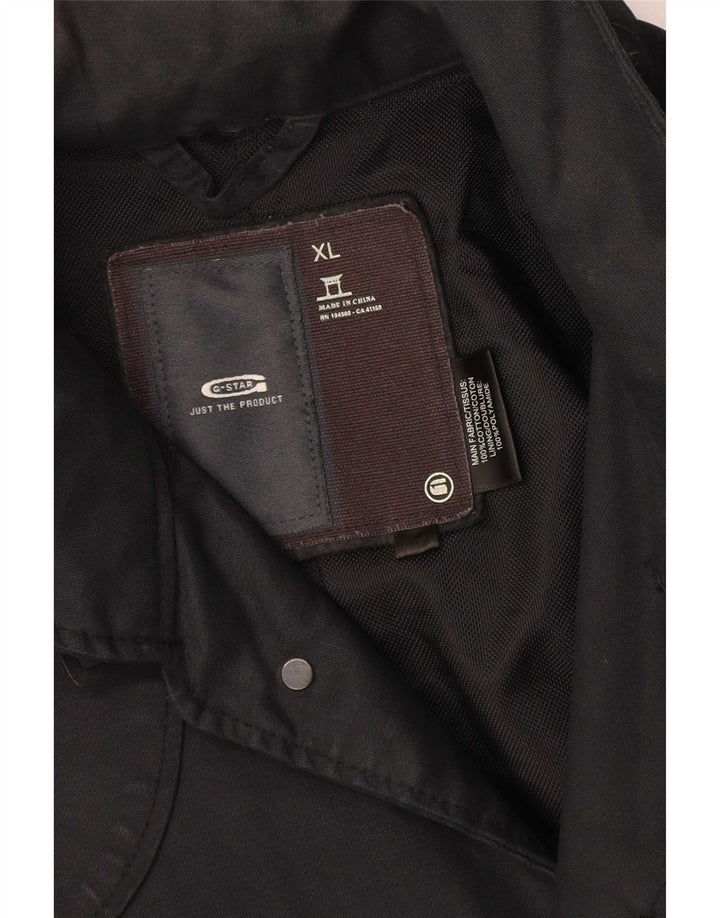 G-Star Mens Trench Coat UK 42 XL Black Cotton
