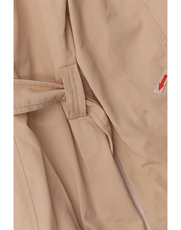 Zara Kvinder Kort Trench Coat UK 16 Stor Beige Bomuld