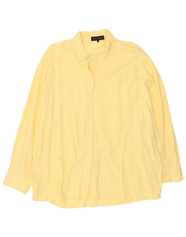 Zara Womens Relaxed Fit Shirt UK 20 2XL Gul Linen