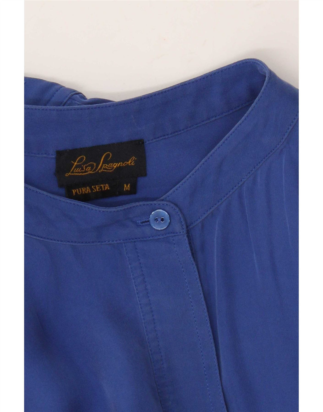 Luisa Spagnoli Dame Langærmet Bluse Top UK 14 Medium Blue Silk