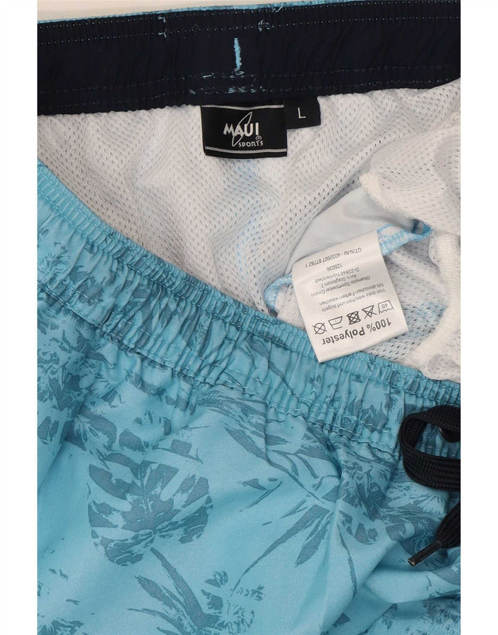 Vintage badeshorts til mænd store blå blomster polyester