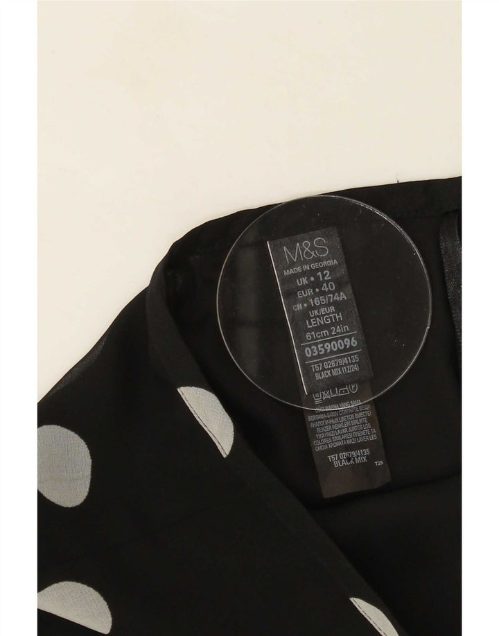 Marks & Spencer A-line nederdel til kvinder UK 12 Medium W30 Black Polka Dot
