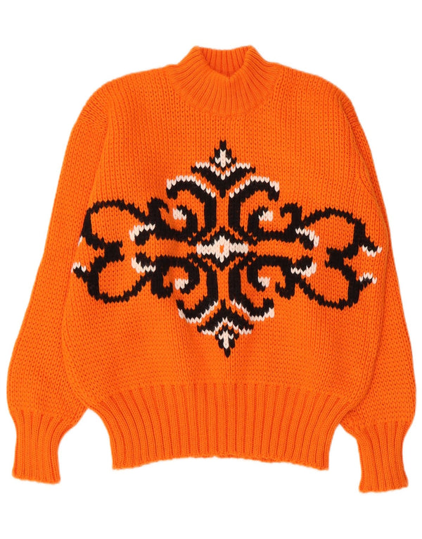 Vintage Dame Grafisk Turtle Neck sweater IT 50 XL Orange