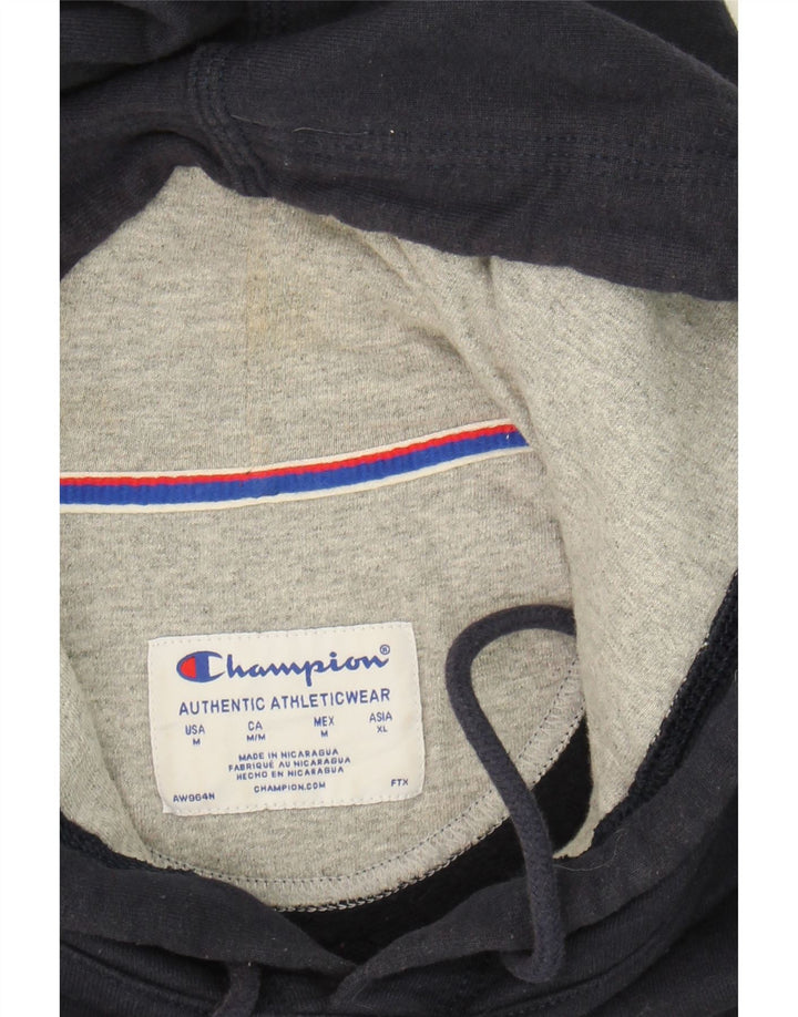 CHAMPION Mens Graphic Hoodie Jumper Medium Navy Blue Cotton Vintage Champion and Second-Hand Champion from Messina Hembry 