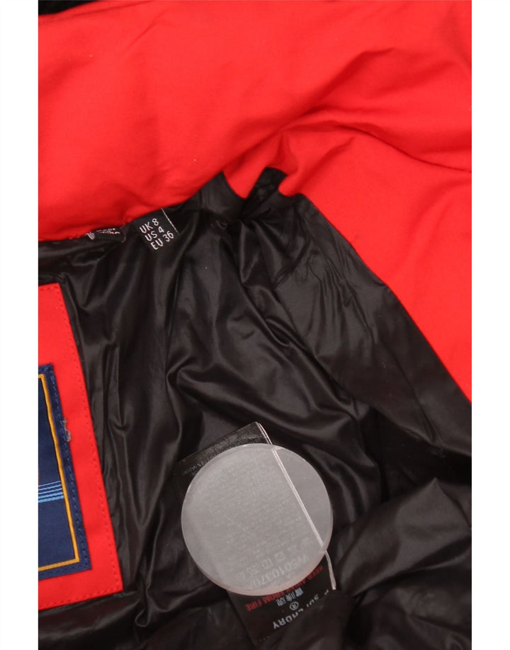 Superdry Polstret frakke med hætte til kvinder UK 8 Lille rød polyester