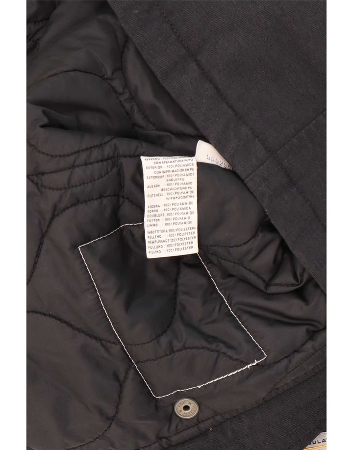 Vintage parkajakke med hætte til kvinder UK 14 Medium Sort polyamid