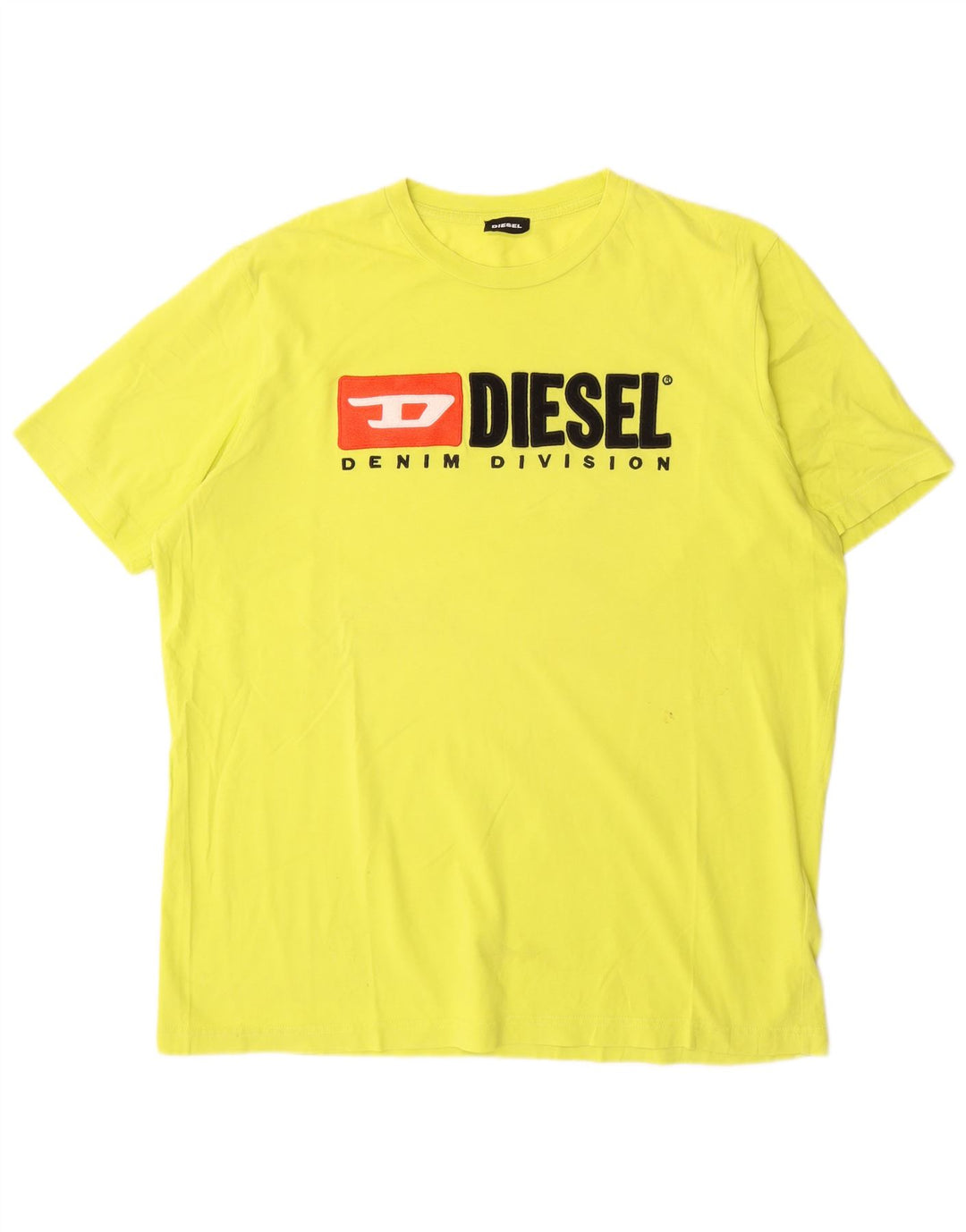 Diesel Herre Grafisk T-Shirt Top XL Gul Bomuld