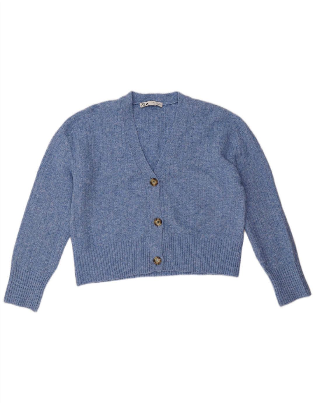 Zara oversized cardigantrøje til kvinder UK 10 Lille blå polyester