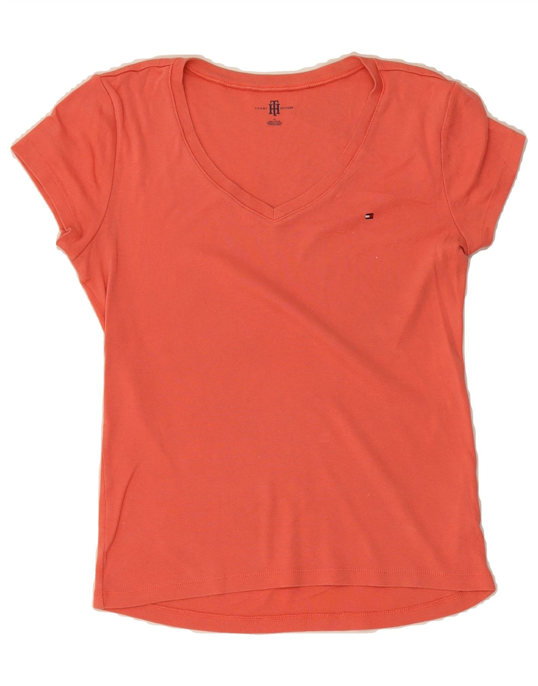 TOMMY HILFIGER Womens T-Shirt Top UK 12 Medium Red Vintage Tommy Hilfiger and Second-Hand Tommy Hilfiger from Messina Hembry 