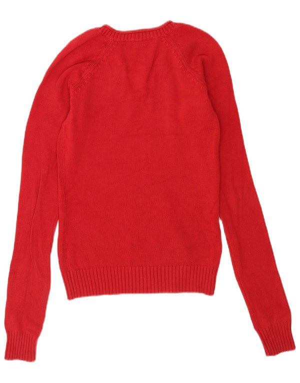 Zara Dame V-hals sweater UK 10 Lille rød bomuld