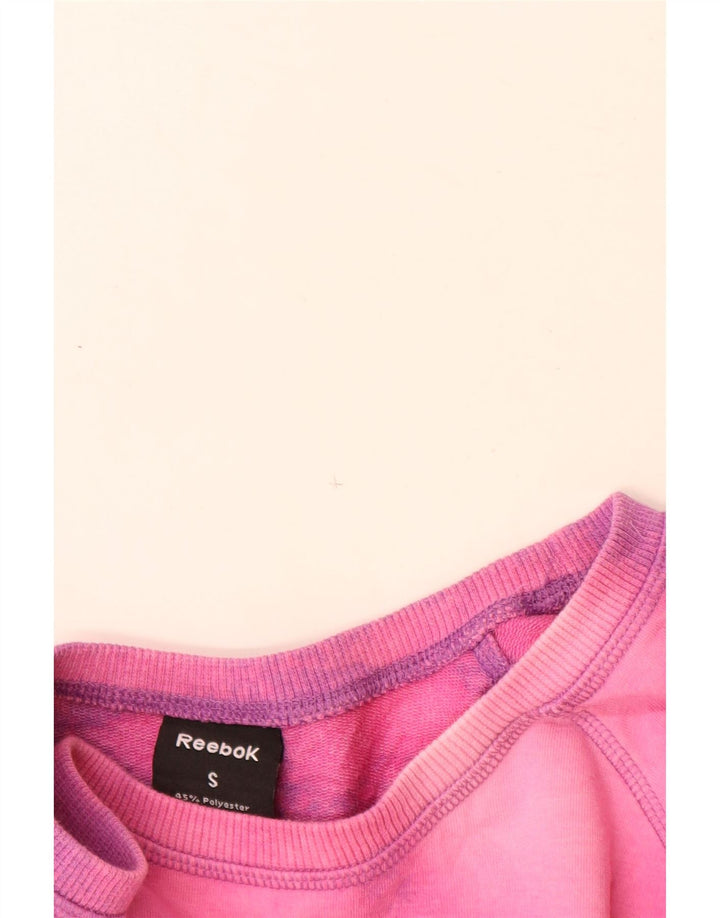 Reebok Womens grafisk sweatshirt Jumper UK 10 Small Pink Tie Dye Polyester