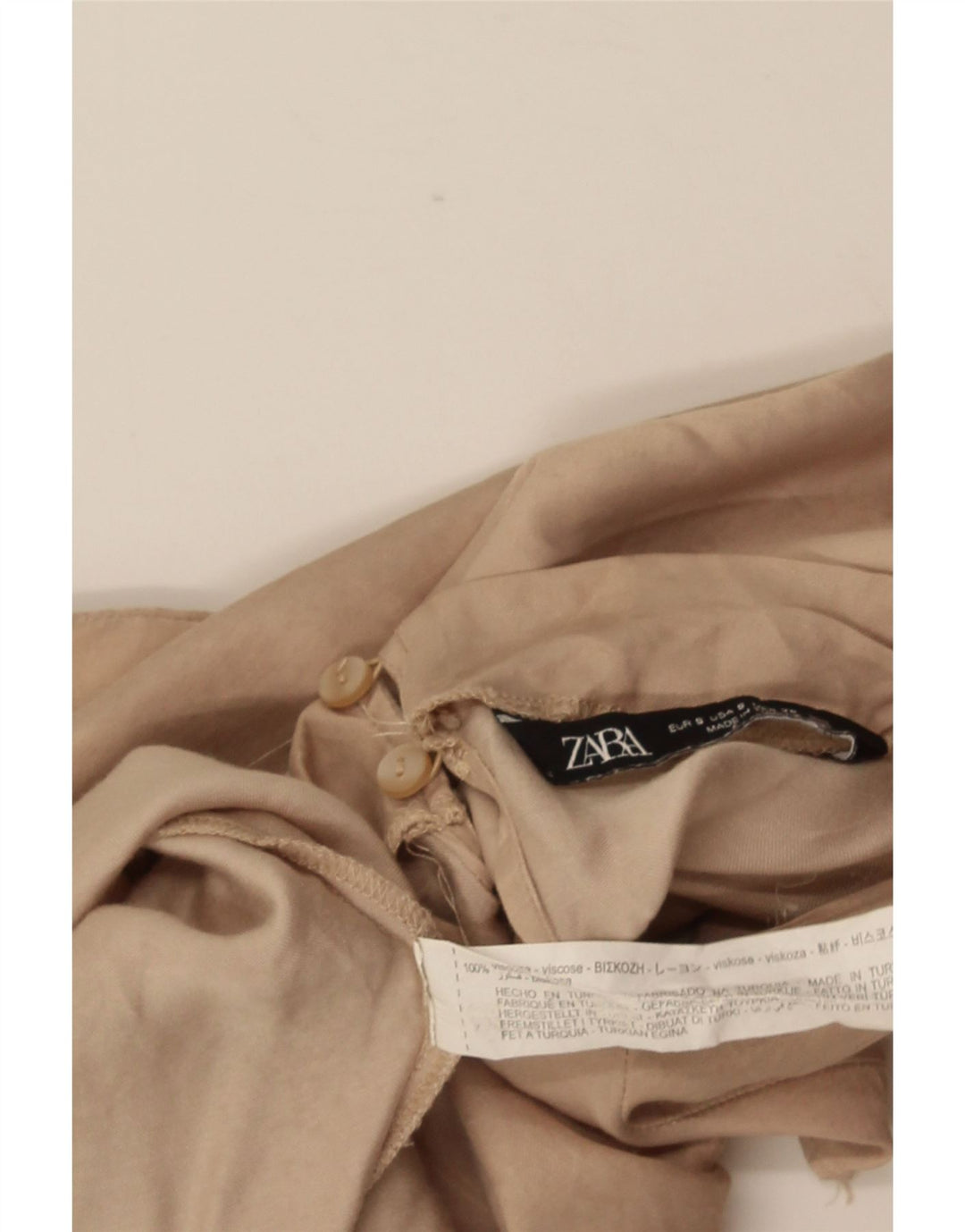 ZARA Dame ærmeløs bluse Top UK 10 Small Beige Viscose