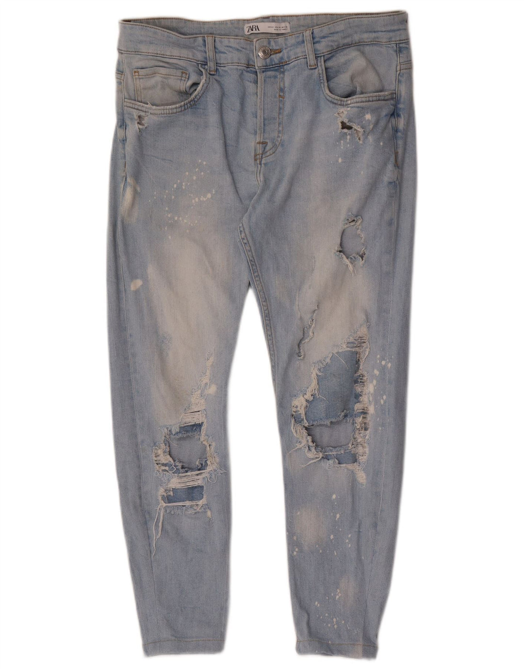 Zara Herre Distressed Slim Jeans EU 42 Large W32 L26 Blå