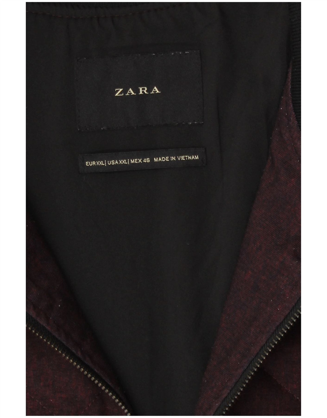 Zara Herre Quiltet Bomber Jacket UK 44 2XL Burgundy