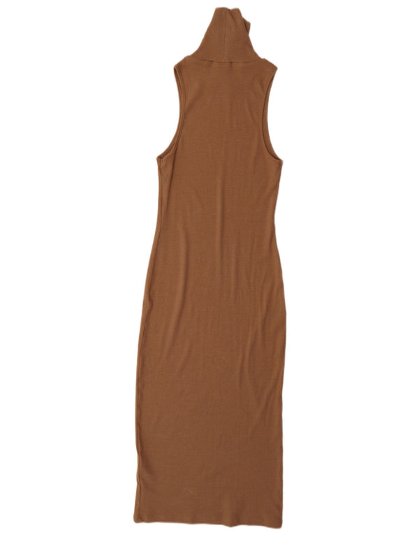 Zara Womens Sleeveless Bodycon Dress UK 10 Small Brown Bomuld