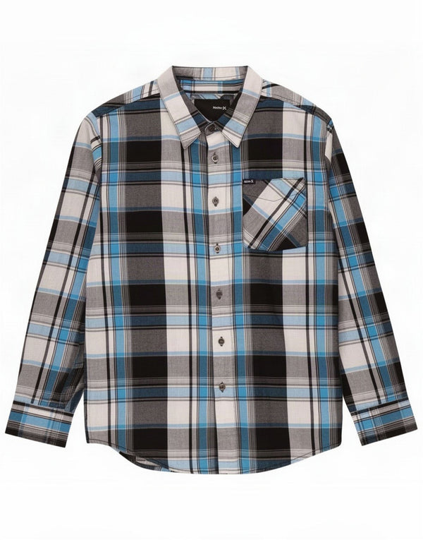 Hurley drenge flannelskjorte 15-16 år Large Blue Plaid Cotton