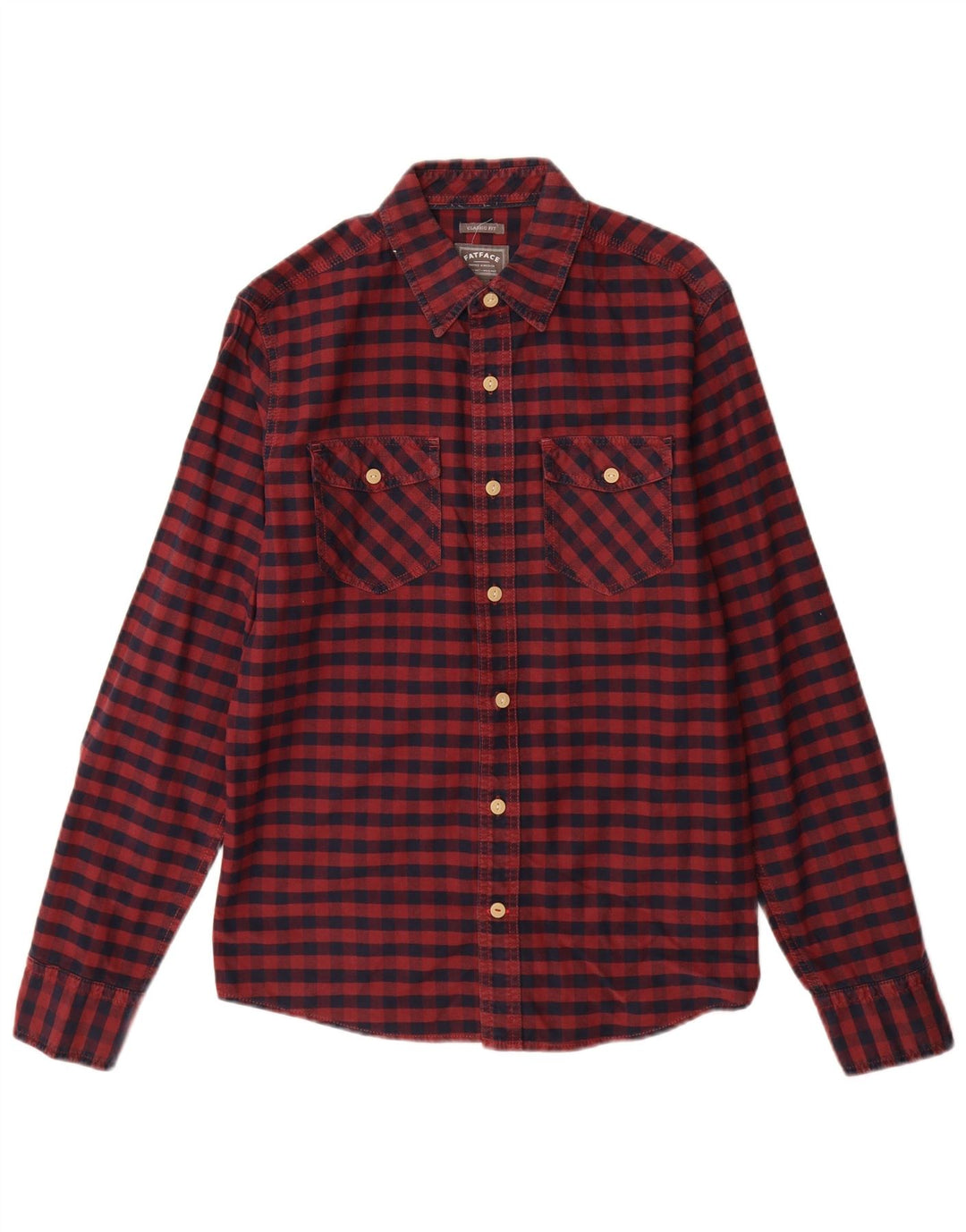 Fat Face Herre Classic Fit Shirt Lille Burgundy Gingham Cotton