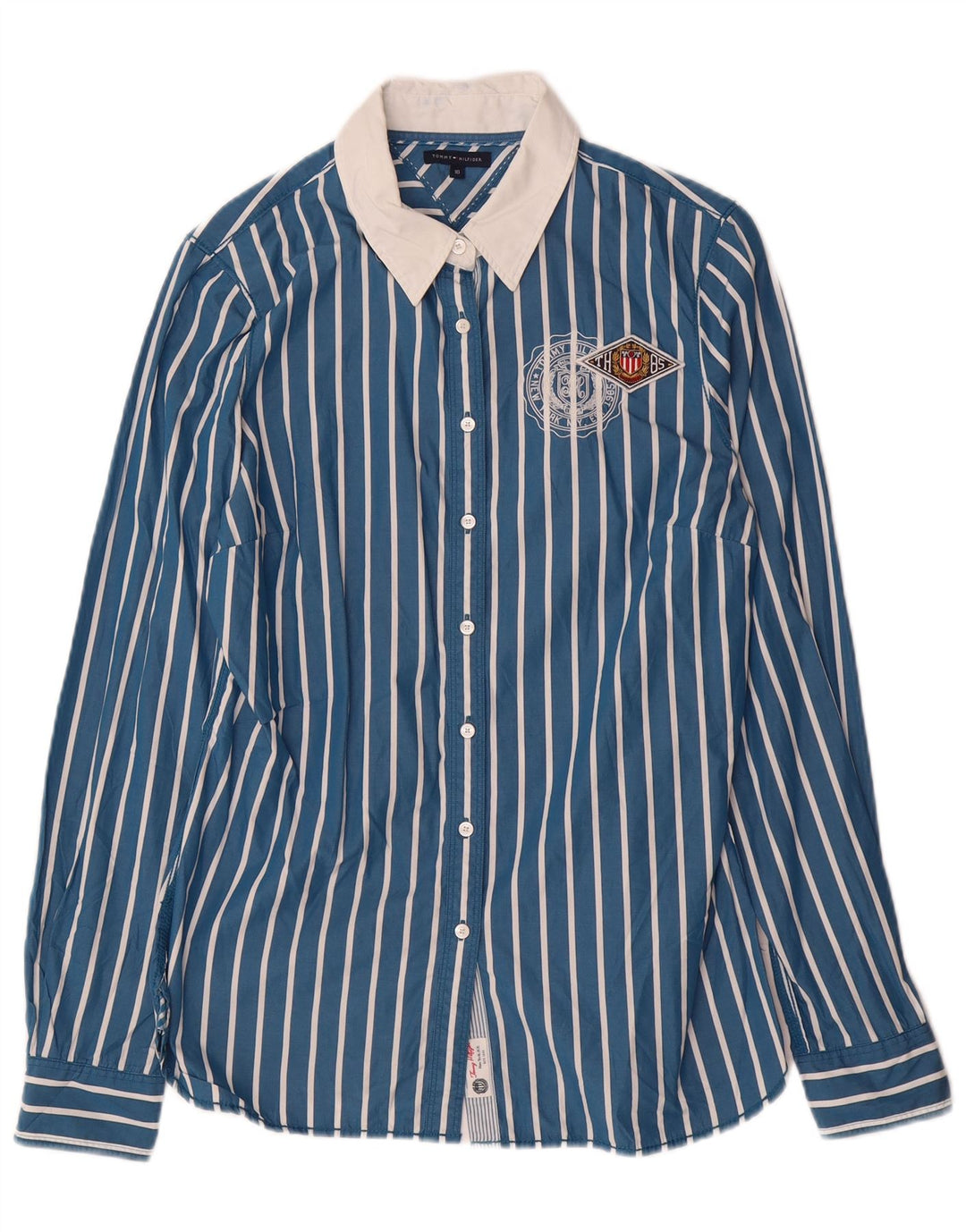 TOMMY HILFIGER Dameskjorte US 10 Stor blåstribet bomuld