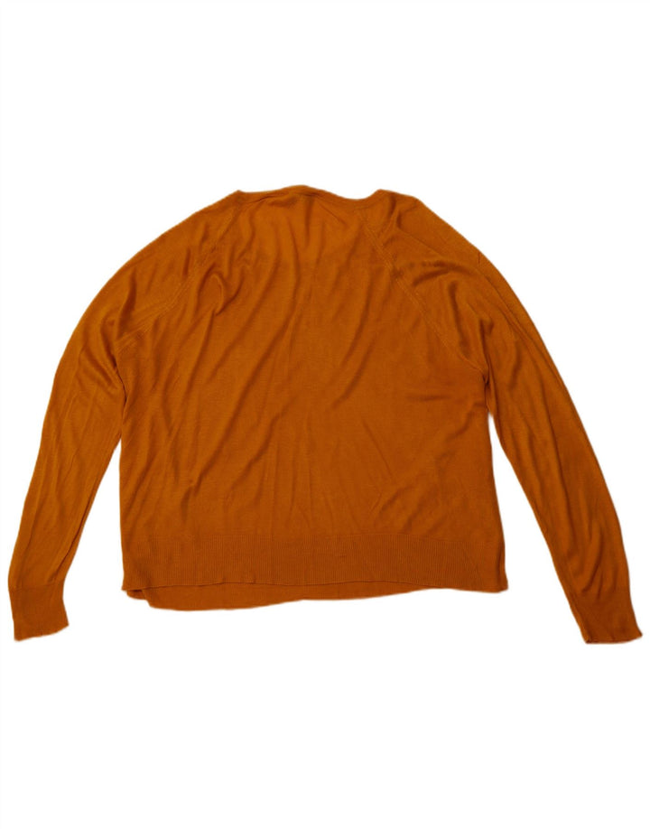 ZARA Dame Boat Neck Jumper Sweater UK 18 XL Orange Syntetisk