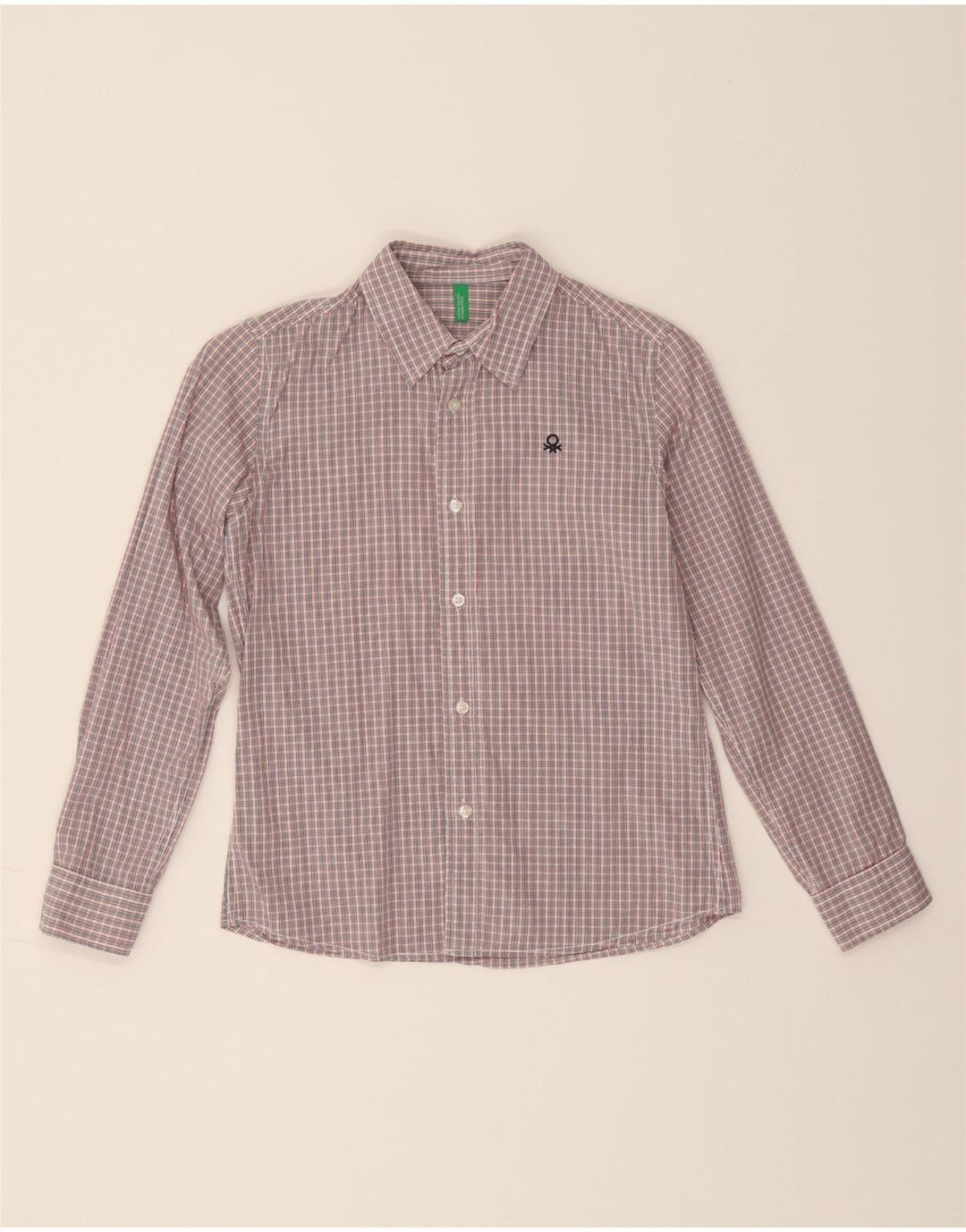 BENETTON Boys Shirt 8-9 Years Large Pink Check Cotton Vintage Benetton and Second-Hand Benetton from Messina Hembry 