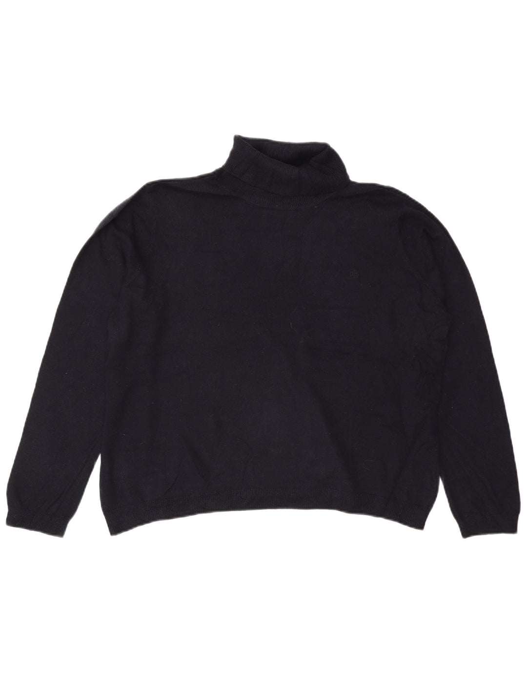 RALPH LAUREN Dame Rullehals sweater UK 20 2XL Navy Blue Silk