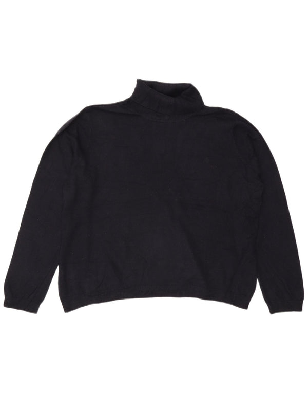 RALPH LAUREN Dame Rullehals sweater UK 20 2XL Navy Blue Silk