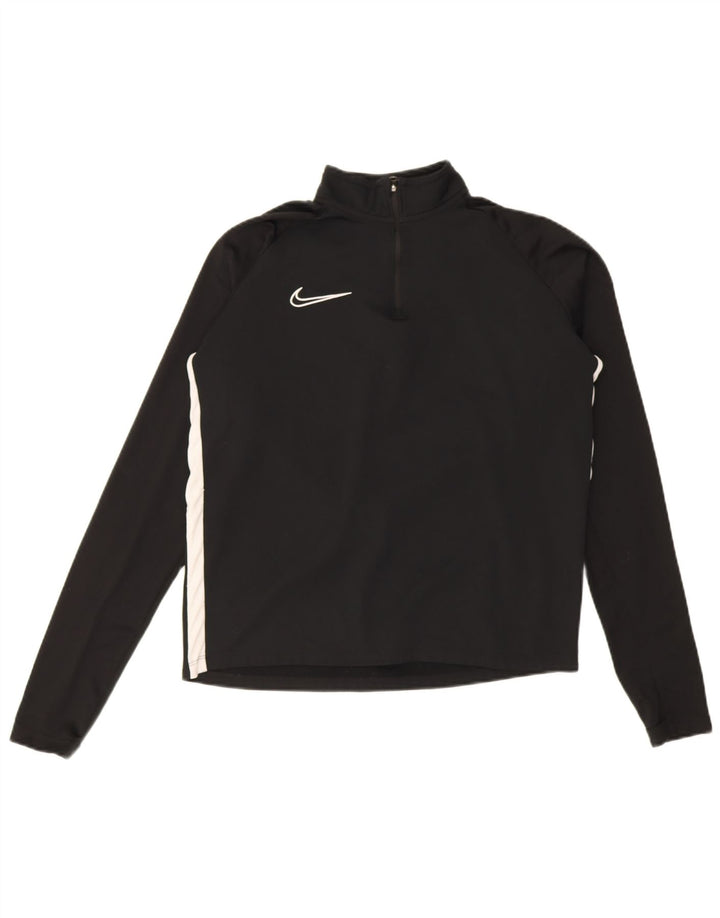 Nike Mens Dri Fit Zip Neck Pullover Tracksuit Top Medium Black Colourblock