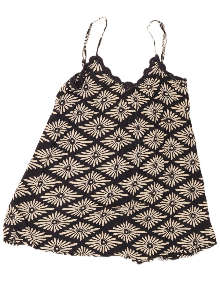 Volcom Dame Cami Top UK 14 Large Black Floral Viscose