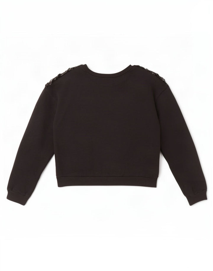 Hollister Womens Crop Sweatshirt Jumper UK 16 Large Black