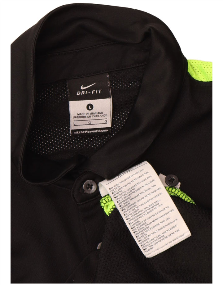 Nike Herre Dri Fit Polo Shirt Large Black Colourblock Polyester