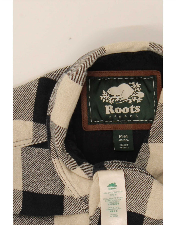 Roots Dame Canada Flannel Shirt UK 14 Medium Black Gingham Cotton