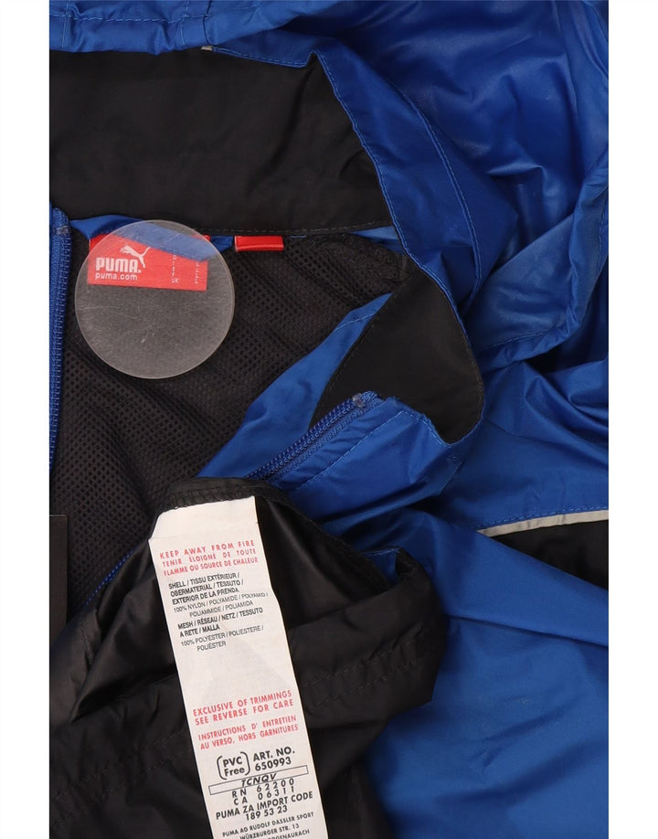 Puma Regnjakke med hætte til mænd UK 40 Large Blue Colourblock Nylon