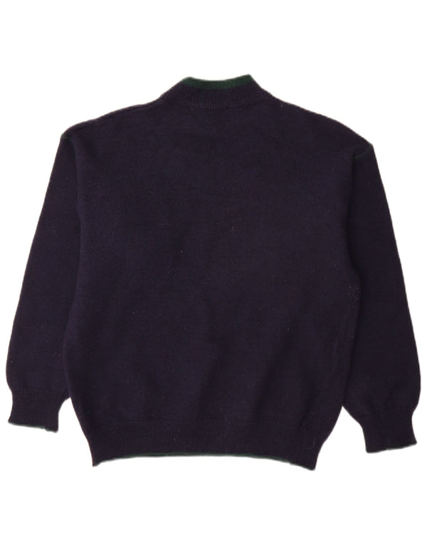 Vintage Herre Turtle Neck Jumper Sweater Medium Navy Blue Alpaca Uld