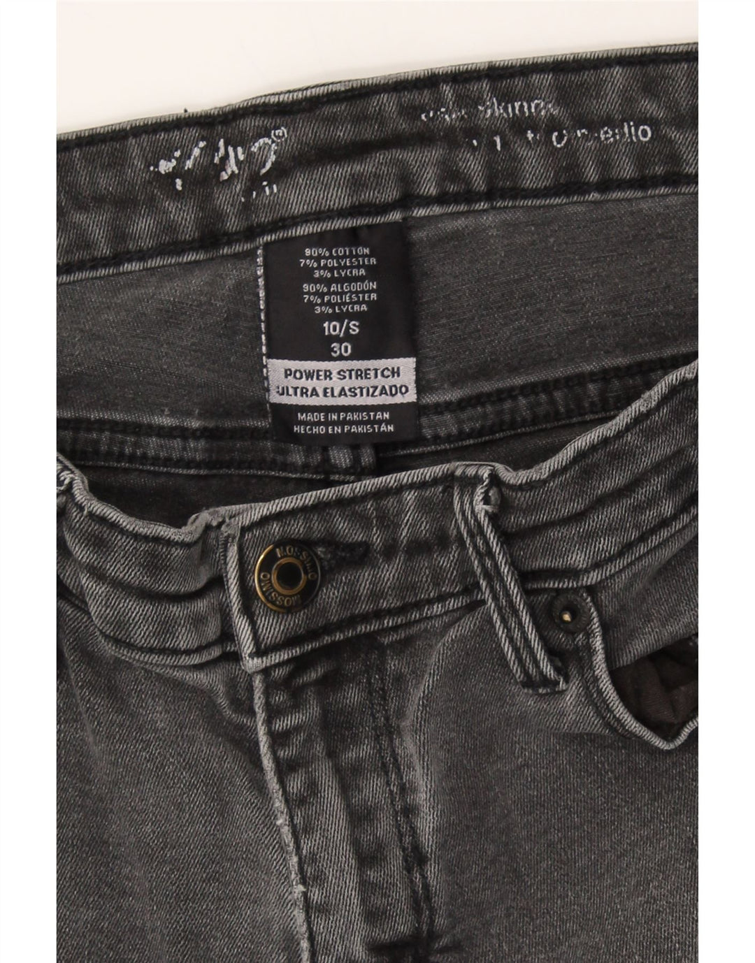 MOSSIMO Womens Skinny Jeans US 10 Large W30 L27 Grey Cotton Vintage Mossimo and Second-Hand Mossimo from Messina Hembry 