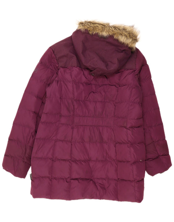 Jack Wolfskin Dame Hætte Polstret Frakke UK 20 2XL Burgundy Polyester