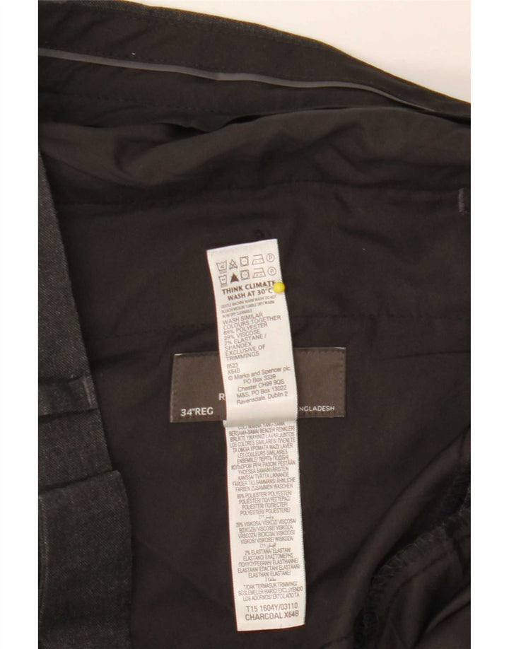 Marks & Spencer Herre Regular Fit Suit Bukser W34 L31 Grå polyester