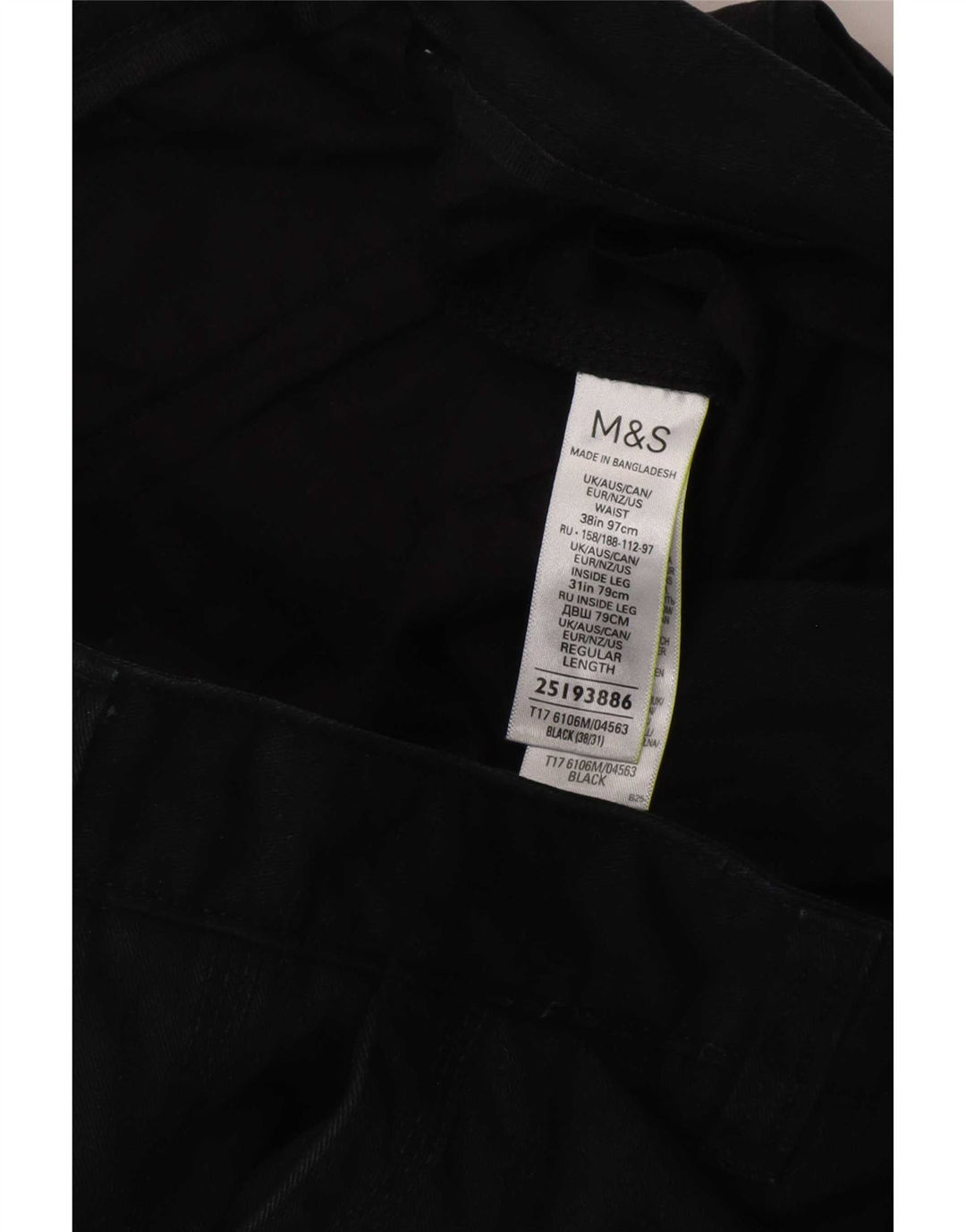 Marks & Spencer Straight Cargo-bukser til mænd W38 L31 Sort bomuld